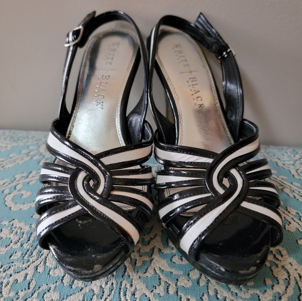 Black And White Strappy Heels